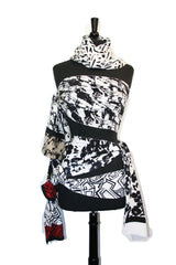 Black and White Crepe Scarf