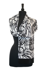 Black and White Crepe Scarf