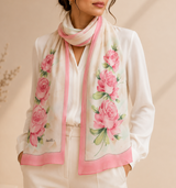 Hand Painted Rose Scarf