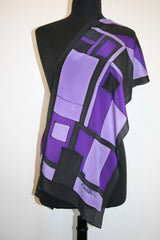 Hand Painted Geometric Scarf - Purple