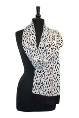 Black and White Crepe Scarf - Puzzle