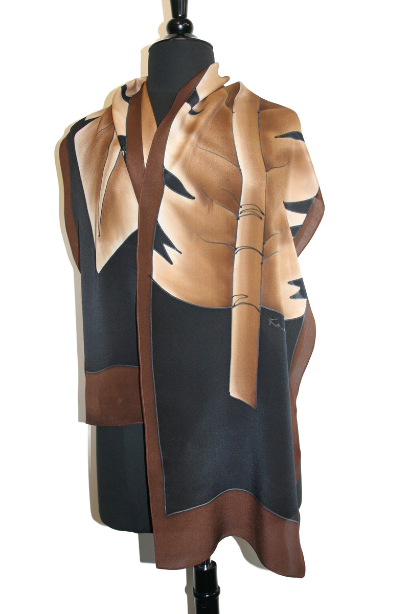 Hand Painted Cleopatra Scarf - Chocolate