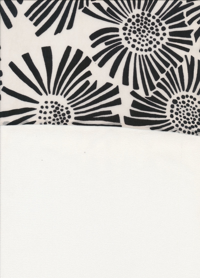 Sunflower Printed Rayon Scarf - White