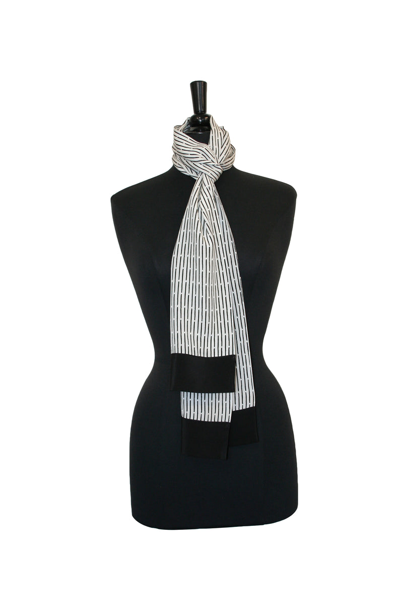 Black and White Crepe Scarf - Bamboo