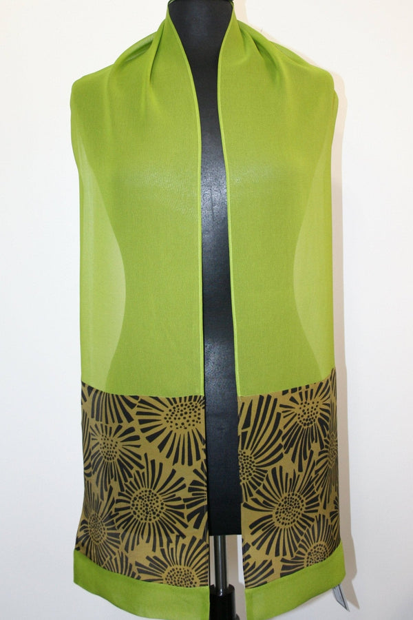 Sunflower Printed Rayon Scarf - Lime