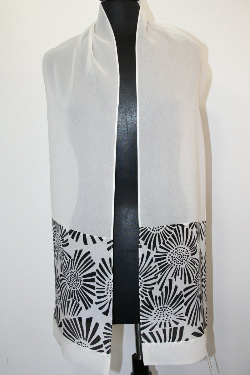 Sunflower Printed Rayon Scarf - White