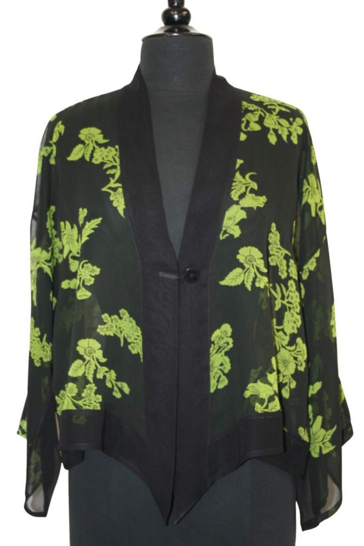 Short Kimono Shrug - Lime Flower