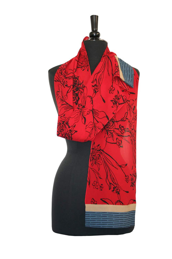 Orchid Garden Scarf - Red