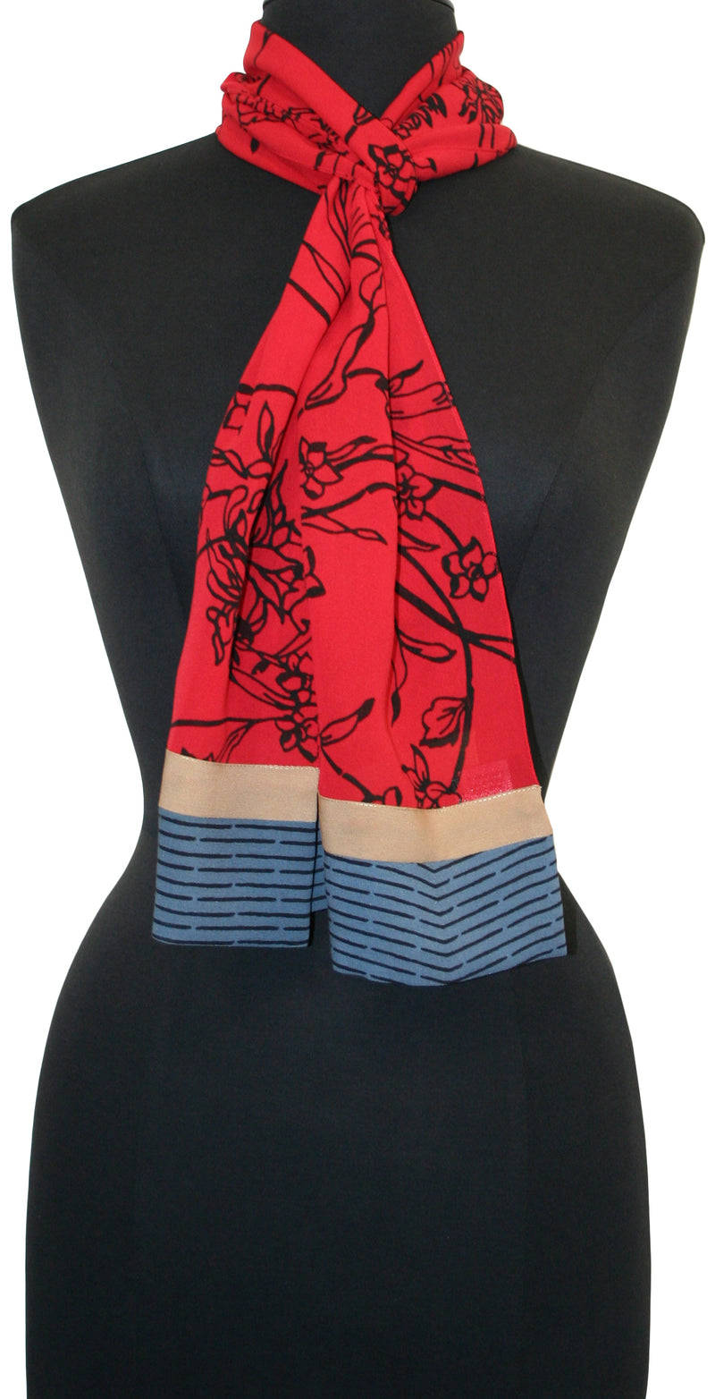 Orchid Garden Scarf - Red