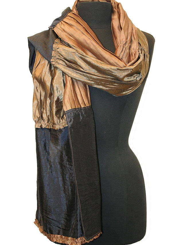 Frill Rayon Scarf - Brown