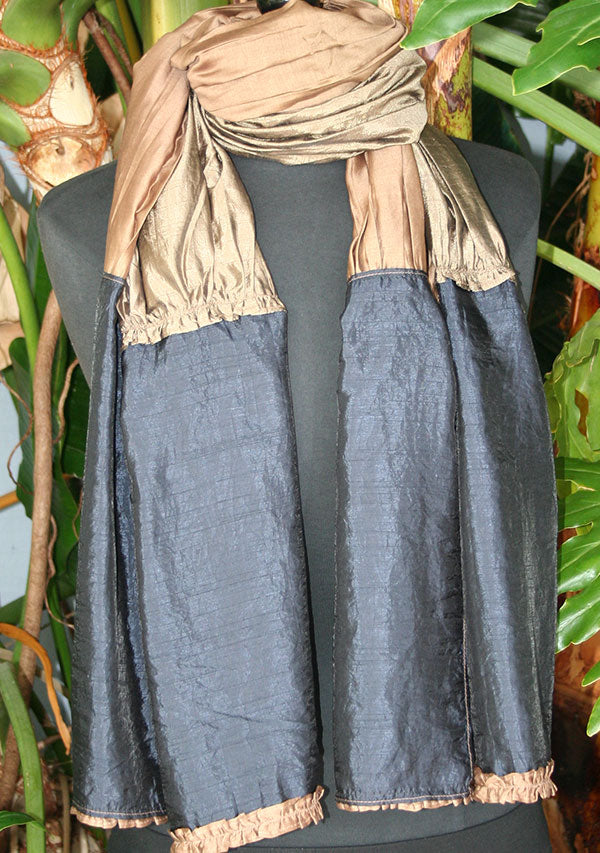 Frill Rayon Scarf - Brown