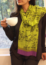 Orchid Garden Scarf - Lime