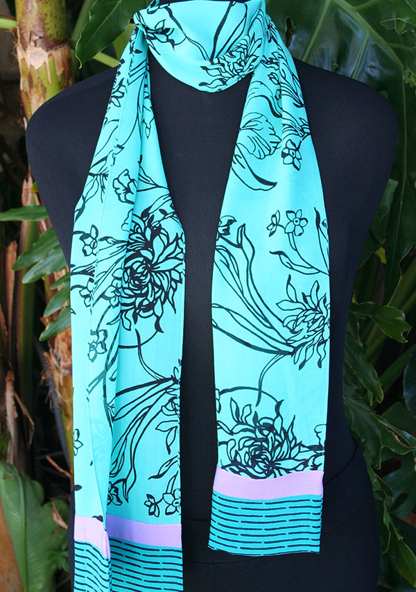 Orchid Garden Scarf - Teal
